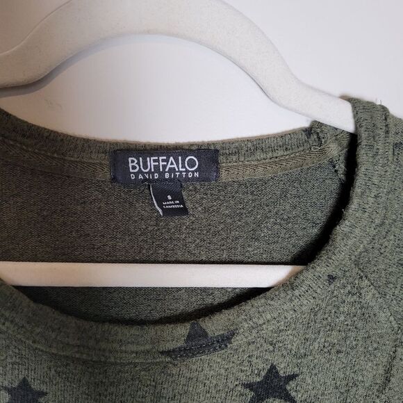 Buffalo David Bitton Green Black Star Sweatshirt Sweater Pullover Size Small - Picture 4 of 6